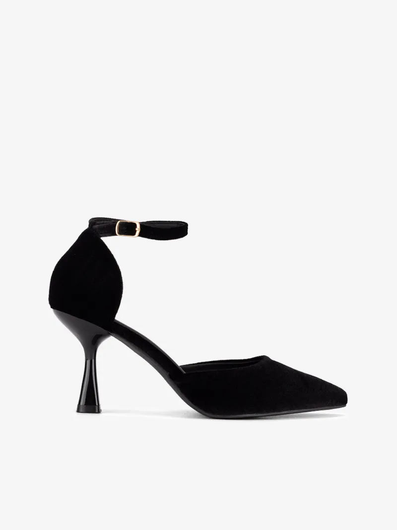SAPATO PUMP ABERTO LATERAL DE SALTO EM VELUDO