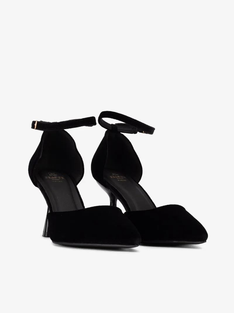SAPATO PUMP ABERTO LATERAL DE SALTO EM VELUDO