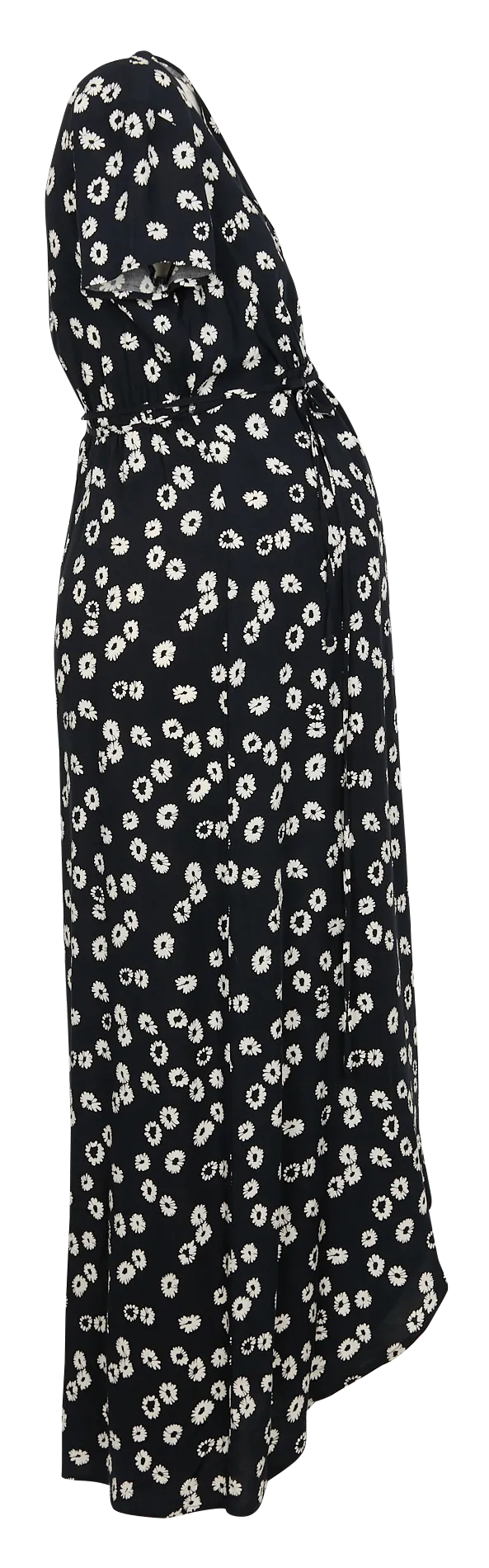 SERAPHINE DAISY  VESTIDO PREMAMá RECTO ESTAMPADO CON CUELLO CRUZADO EN NEGRO