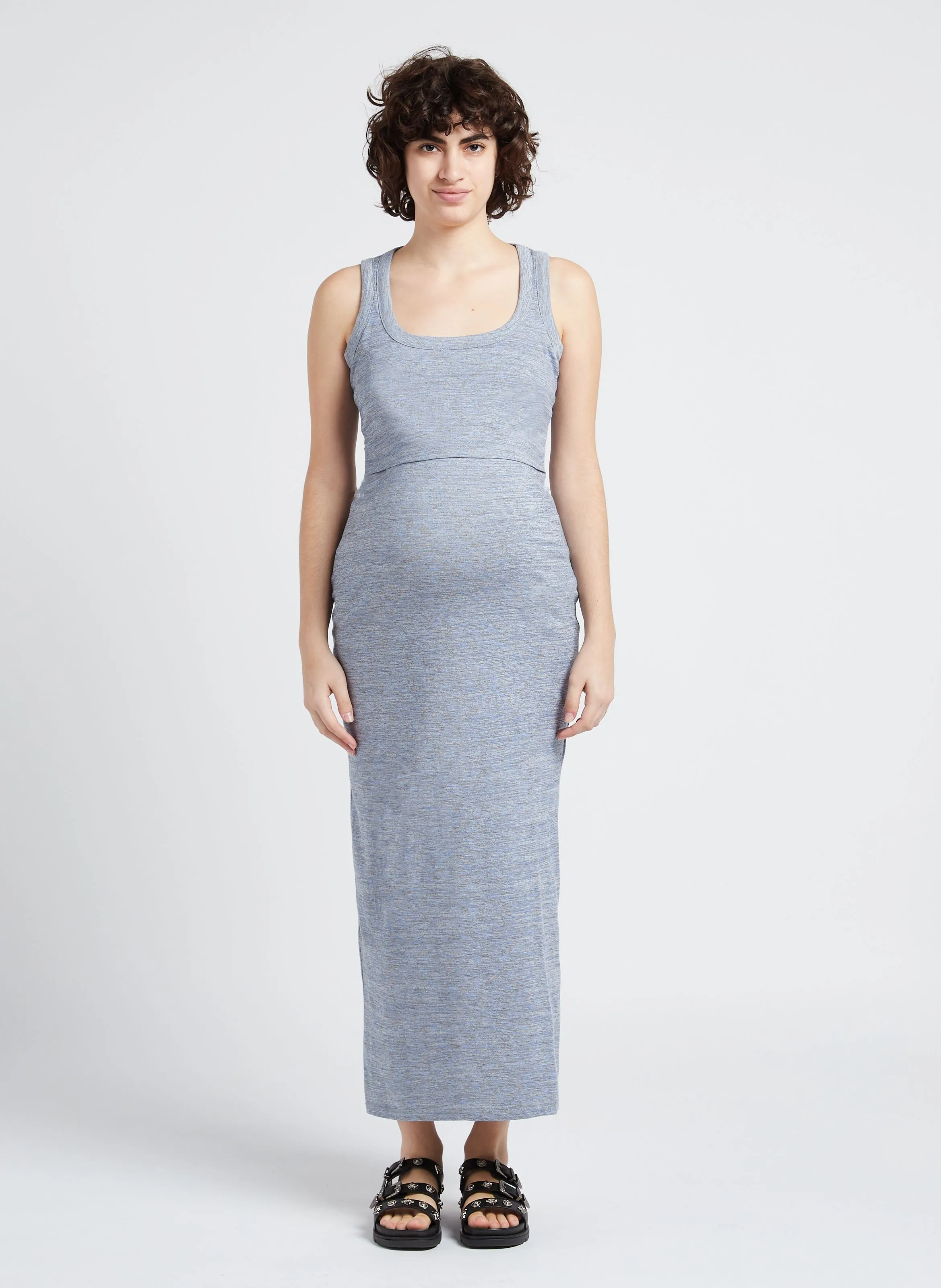 SERAPHINE LUISANA  VESTIDO PREMAMá DE ALGODóN ELáSTICO EN GRIS