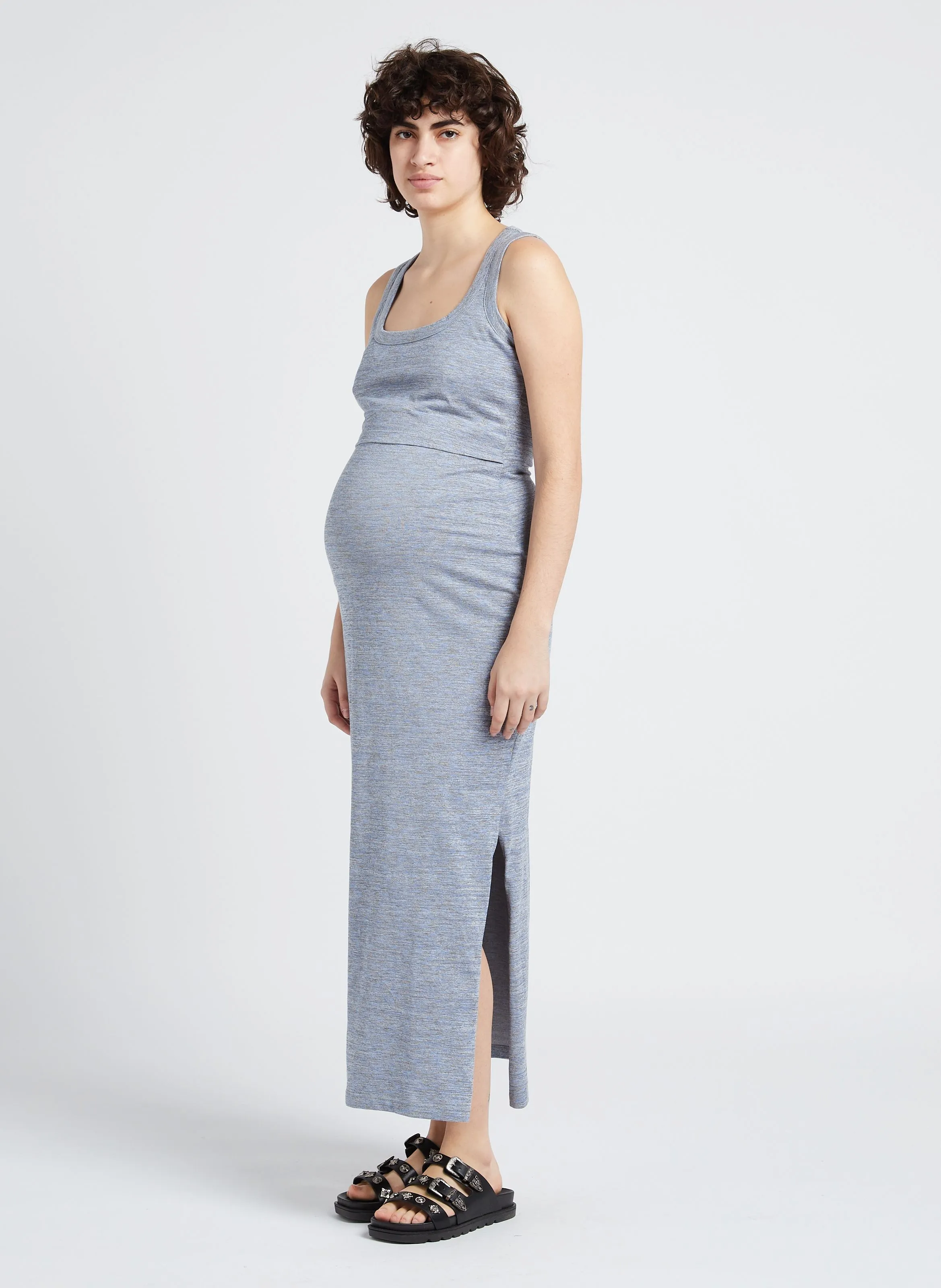 SERAPHINE LUISANA  VESTIDO PREMAMá DE ALGODóN ELáSTICO EN GRIS