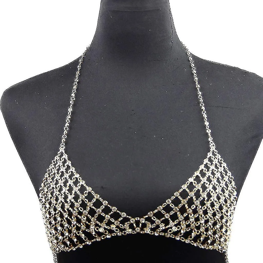 Sexy Bra Chains Crystal Waist Chain Rhinestone Body Chain Bikini Top Bra Chain Gold Body Jewelry For Women Girls