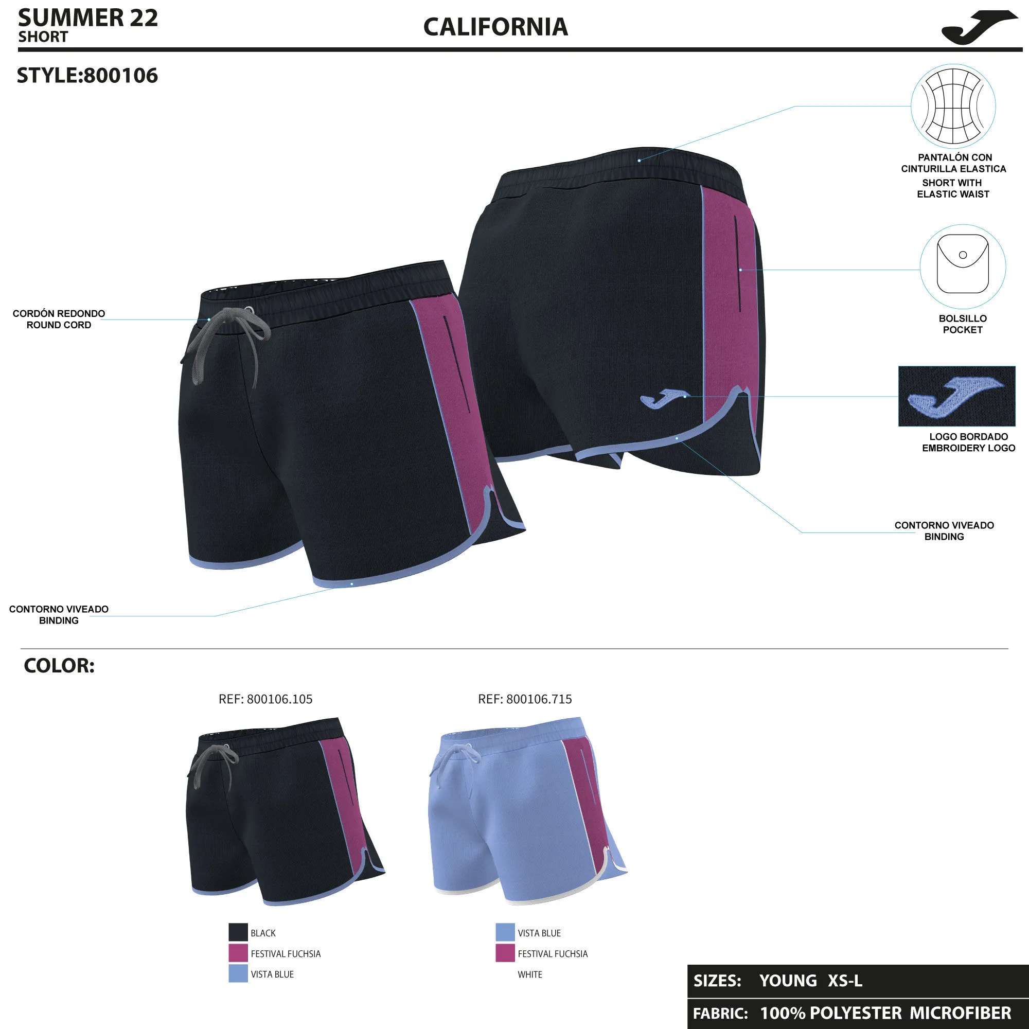 Short mujer California azul