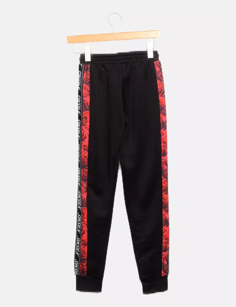 Siksilk Jogger negro banda lateral