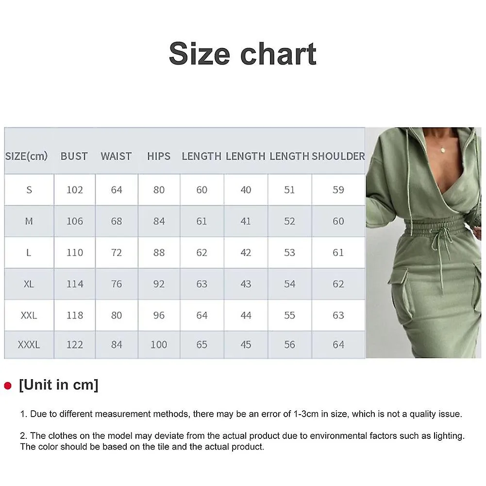 SIMPLE HOODED VNECK TOP SKIRT SUIT WITH DRAWSTRING VERSATILE COMFORTABLE CLOTHING FOR TRAVEL/DAILY/HOME