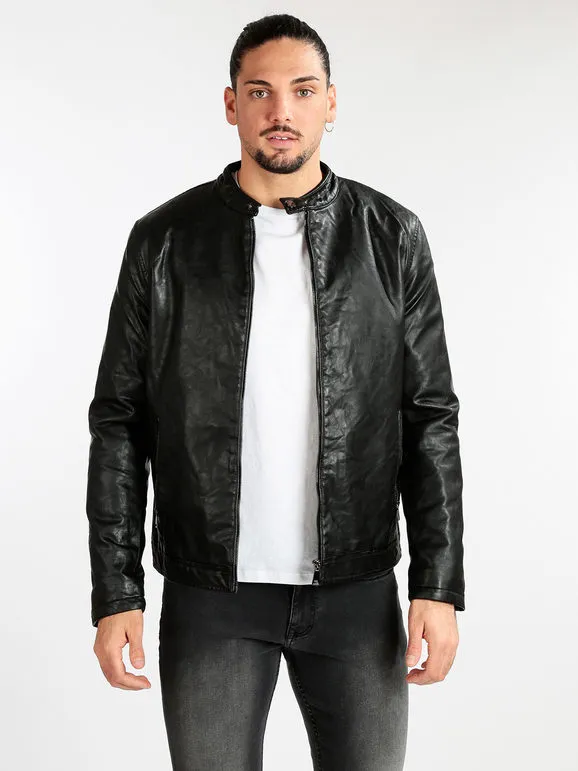 Solada Chaqueta de piel sintética para hombre