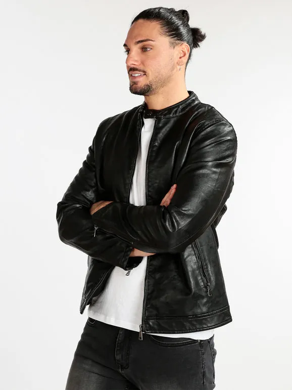 Solada Chaqueta de piel sintética para hombre