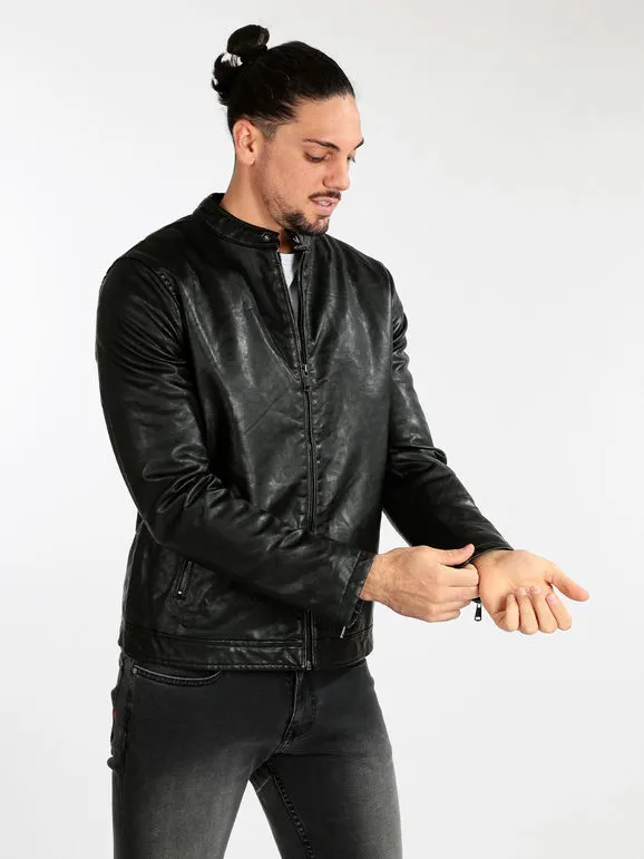 Solada Chaqueta de piel sintética para hombre