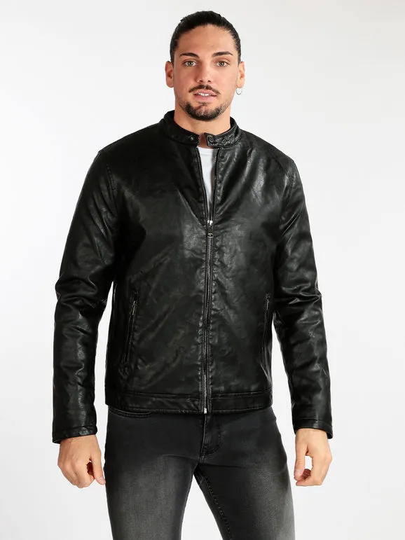 Solada Chaqueta de piel sintética para hombre