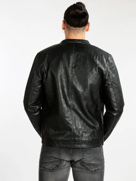 Solada Chaqueta de piel sintética para hombre