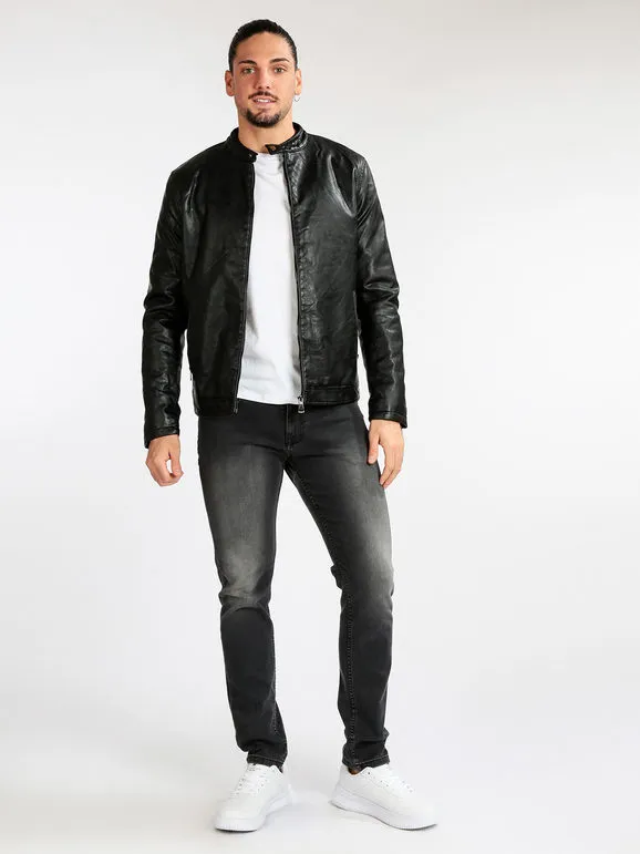 Solada Chaqueta de piel sintética para hombre