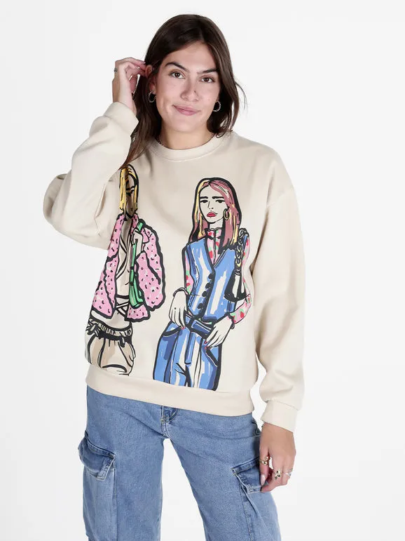 Solada Sudadera oversize de mujer con estampado de dibujos