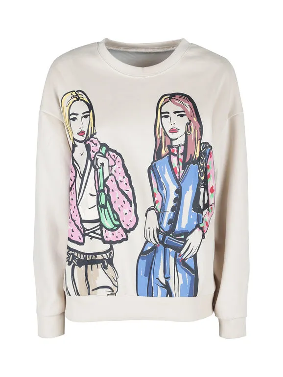 Solada Sudadera oversize de mujer con estampado de dibujos