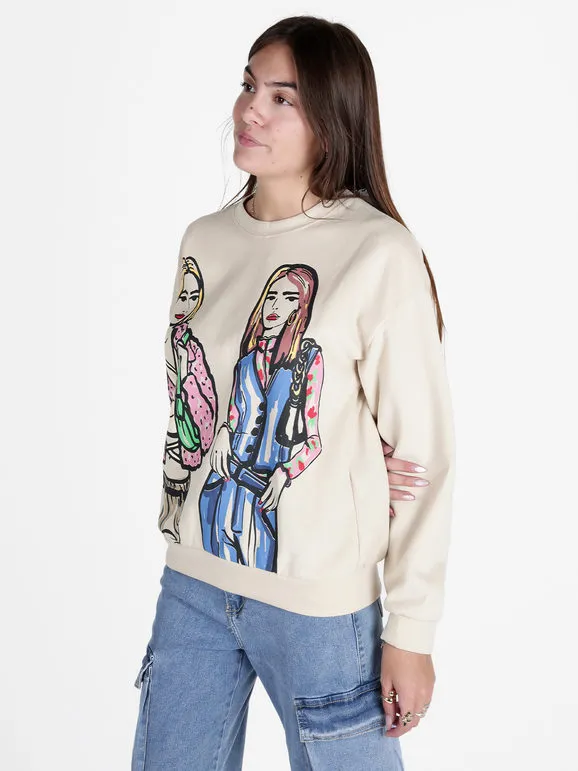 Solada Sudadera oversize de mujer con estampado de dibujos