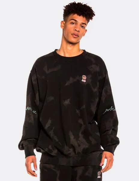 SUDADERA CREW GRIMEY DAY DREMER  BLEACHED BLACK