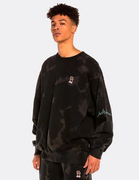 SUDADERA CREW GRIMEY DAY DREMER  BLEACHED BLACK