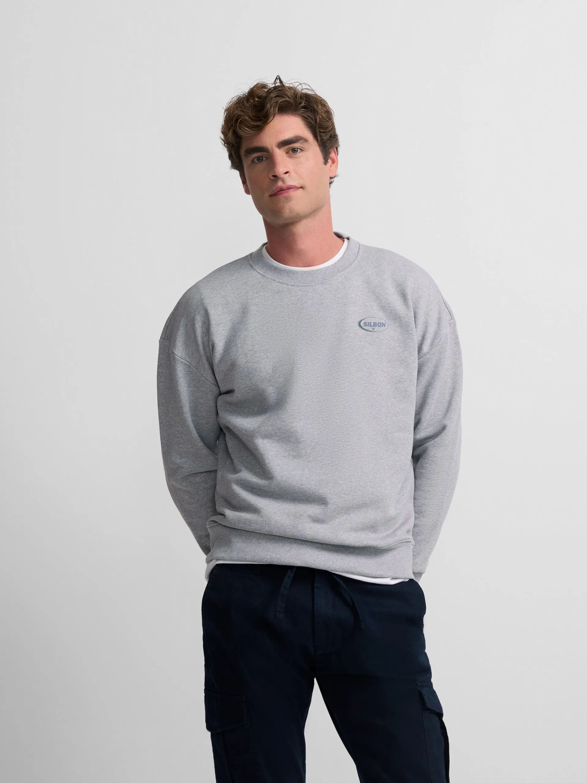 Sudadera relaxed fit silbon gris