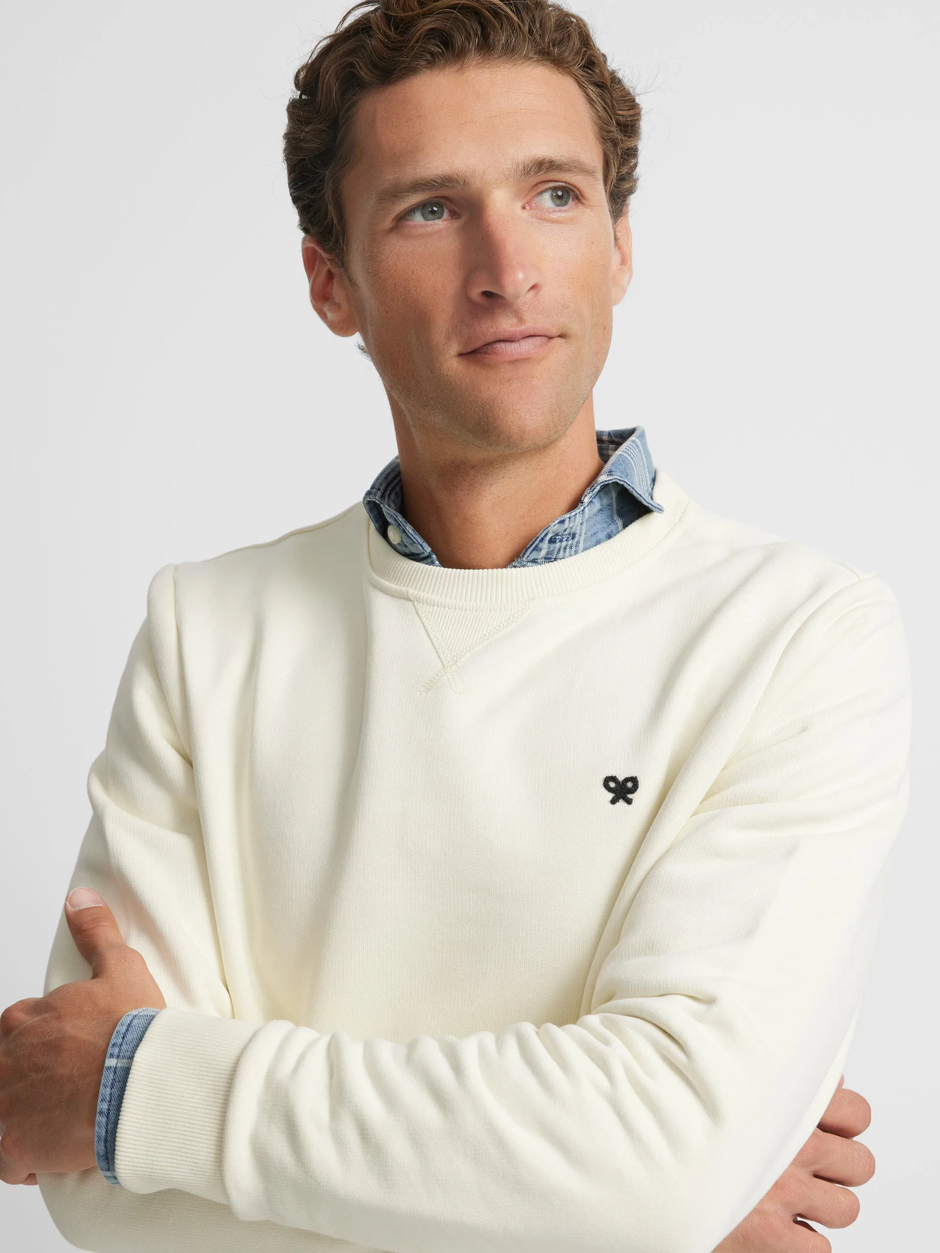 Sudadera silbon minilogo crema