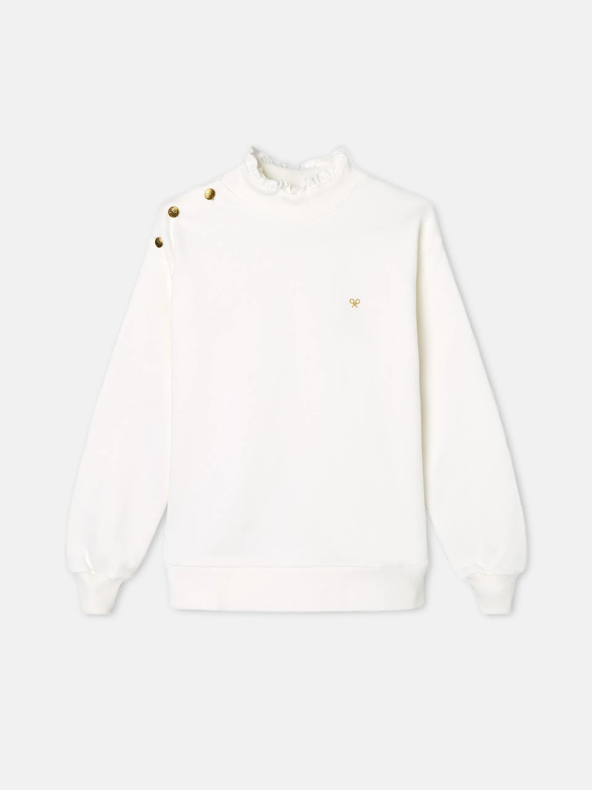 Sudadera woman cuello volante cruda