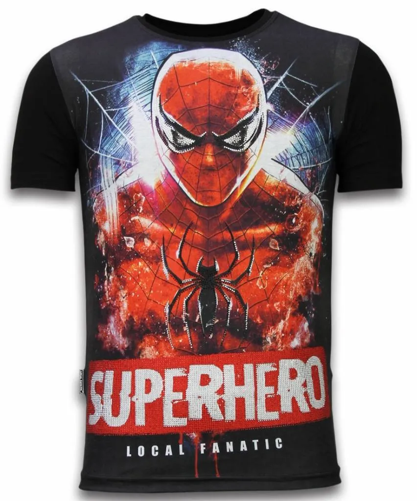 SUPERHERO  DIGITAL RHINESTONE CAMISETAS PERSONALIZADAS  NEGRO