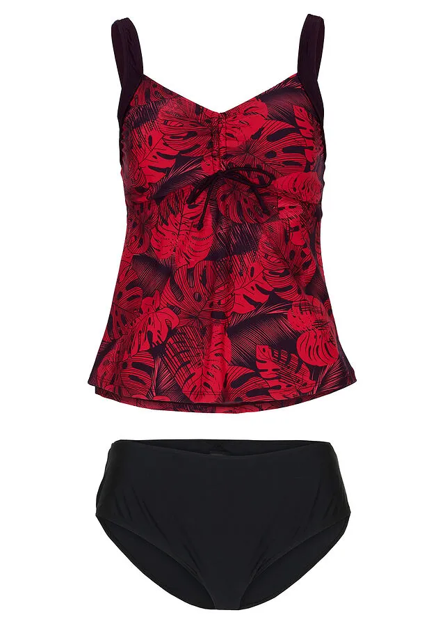 TANKINI (2 PIEZAS) DE POLIAMIDA RECICLADA NEGROROJO