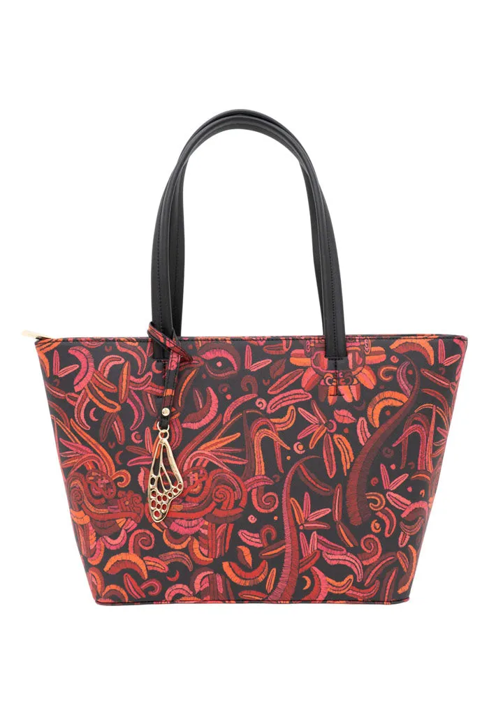 Tote K'iin Saffiano Quetzalcóatl Negro Rojo