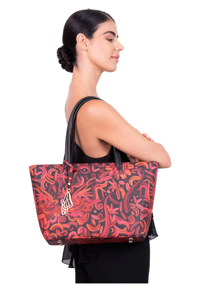 Tote K'iin Saffiano Quetzalcóatl Negro Rojo