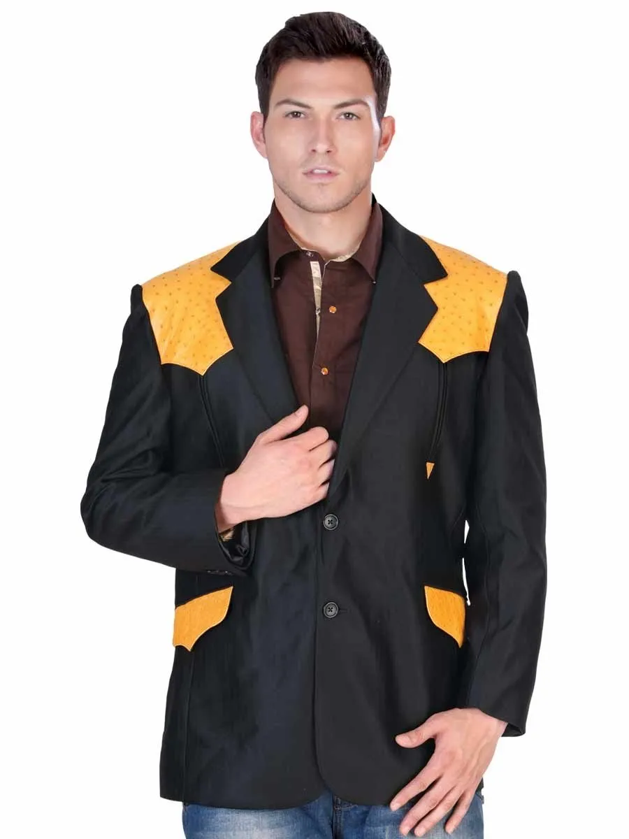TRAJE VAQUERO ESTILO CHALINO COMPLETO CON AVESTRUZ ORIGINAL NEGROMANTEQUILLA