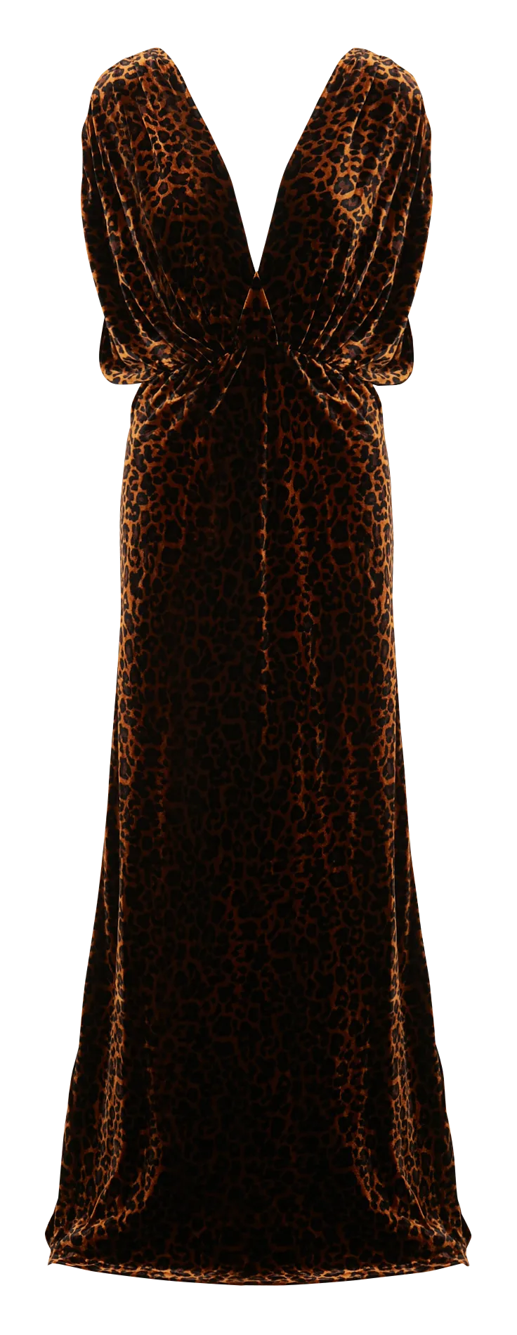 TRAVIS  VESTIDO LARGO DE TERCIOPELO CON ESTAMPADO DE LEOPARDO EN MULTICOLOR