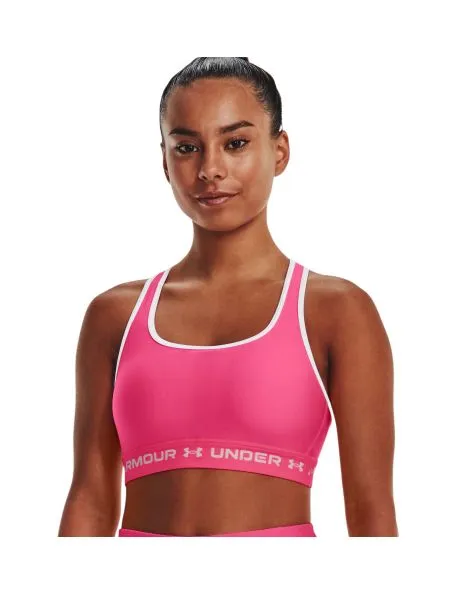 UNDER ARMOUR Top Mid Crossback Mujer Pink Punk/White