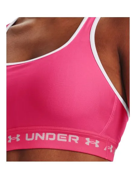 UNDER ARMOUR Top Mid Crossback Mujer Pink Punk/White