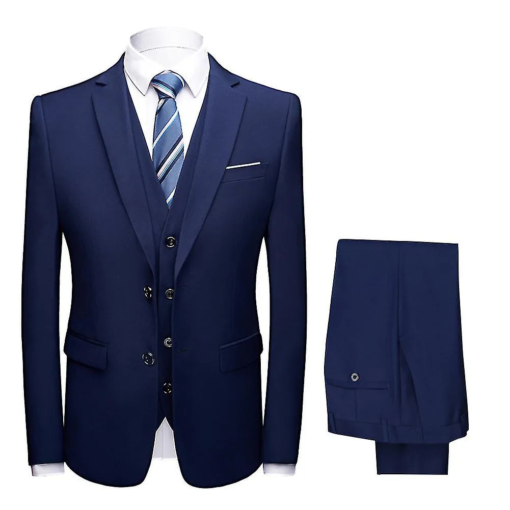 VAWAN Hombre 3 Piezas Solid Wedding Business Slim Suits