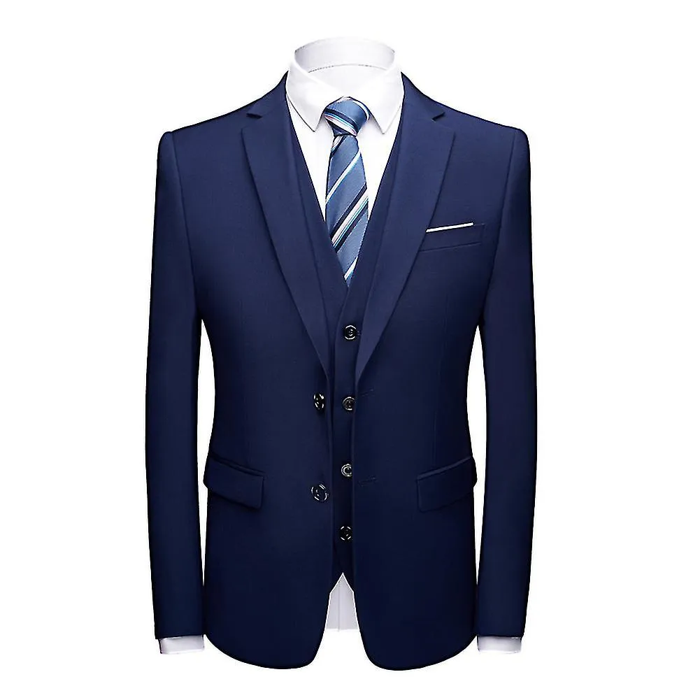 VAWAN Hombre 3 Piezas Solid Wedding Business Slim Suits