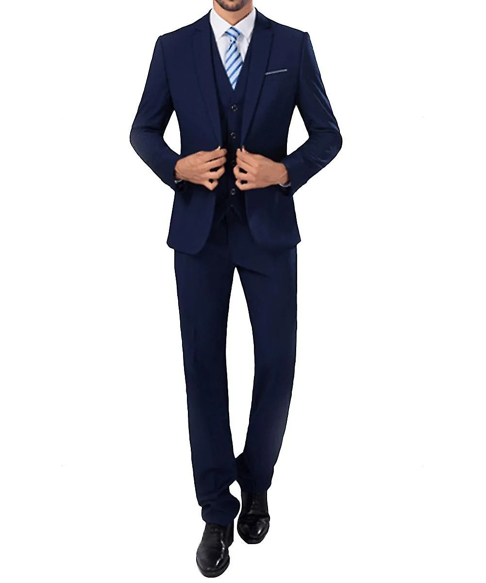 VAWAN Hombre 3 Piezas Solid Wedding Business Slim Suits