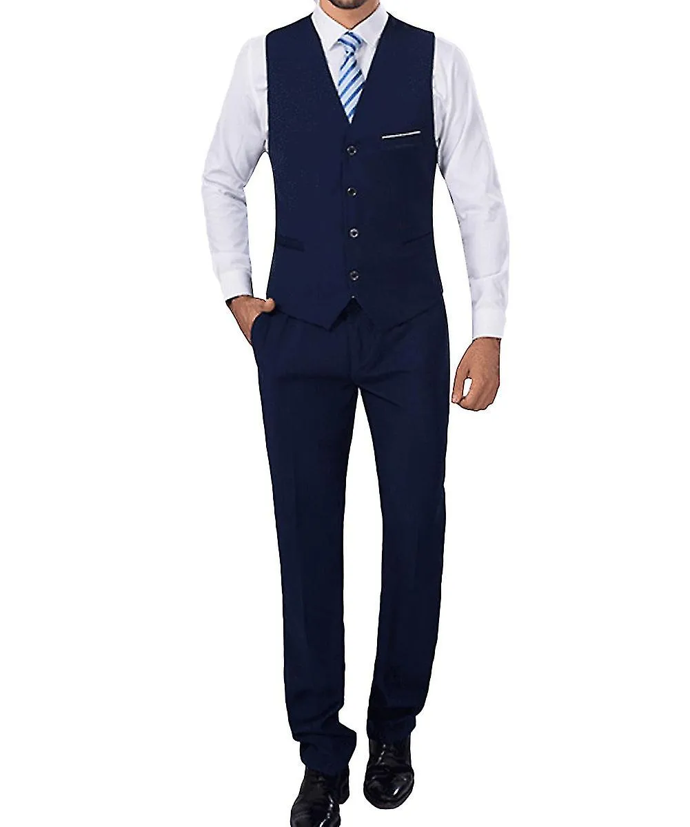 VAWAN Hombre 3 Piezas Solid Wedding Business Slim Suits