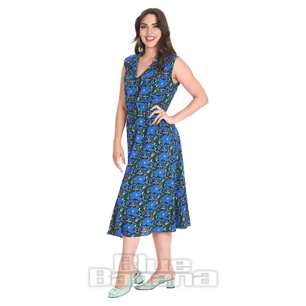 Vestido De Alimentación De Flores Banned (Azul)
