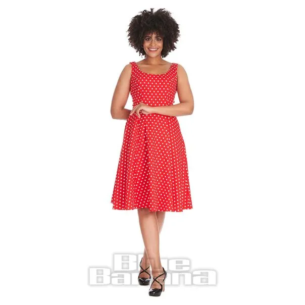 Vestido De Día De Swing De Lunares Banned (Rojo)