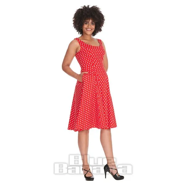 Vestido De Día De Swing De Lunares Banned (Rojo)