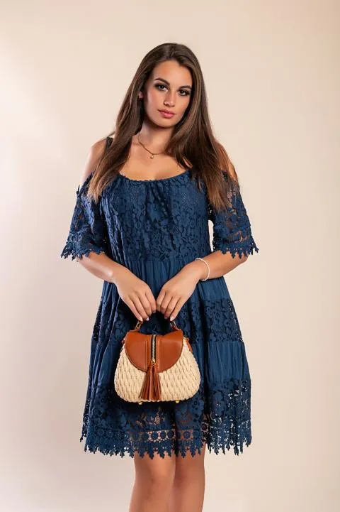 Vestido de encaje Florida, azul oscuro
