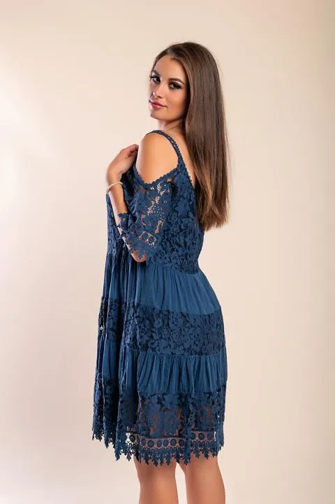 Vestido de encaje Florida, azul oscuro