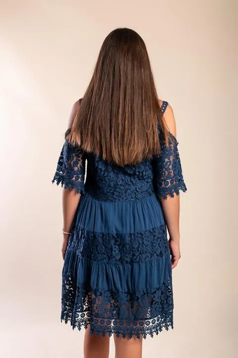 Vestido de encaje Florida, azul oscuro