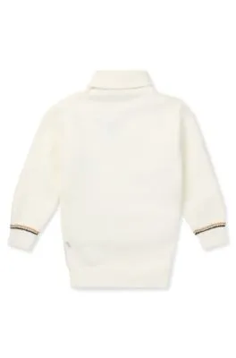 Vestido de punto para niños con cuello vuelto y monograma Double B de estrás