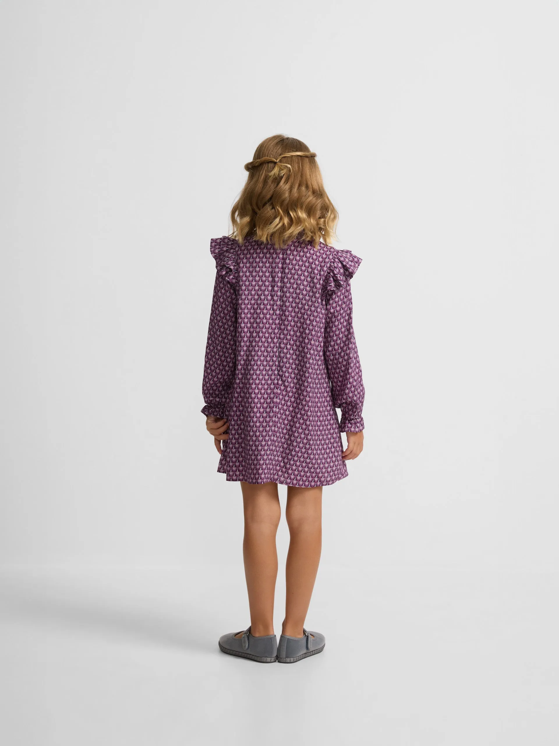 Vestido girl mini volantes flores moradas