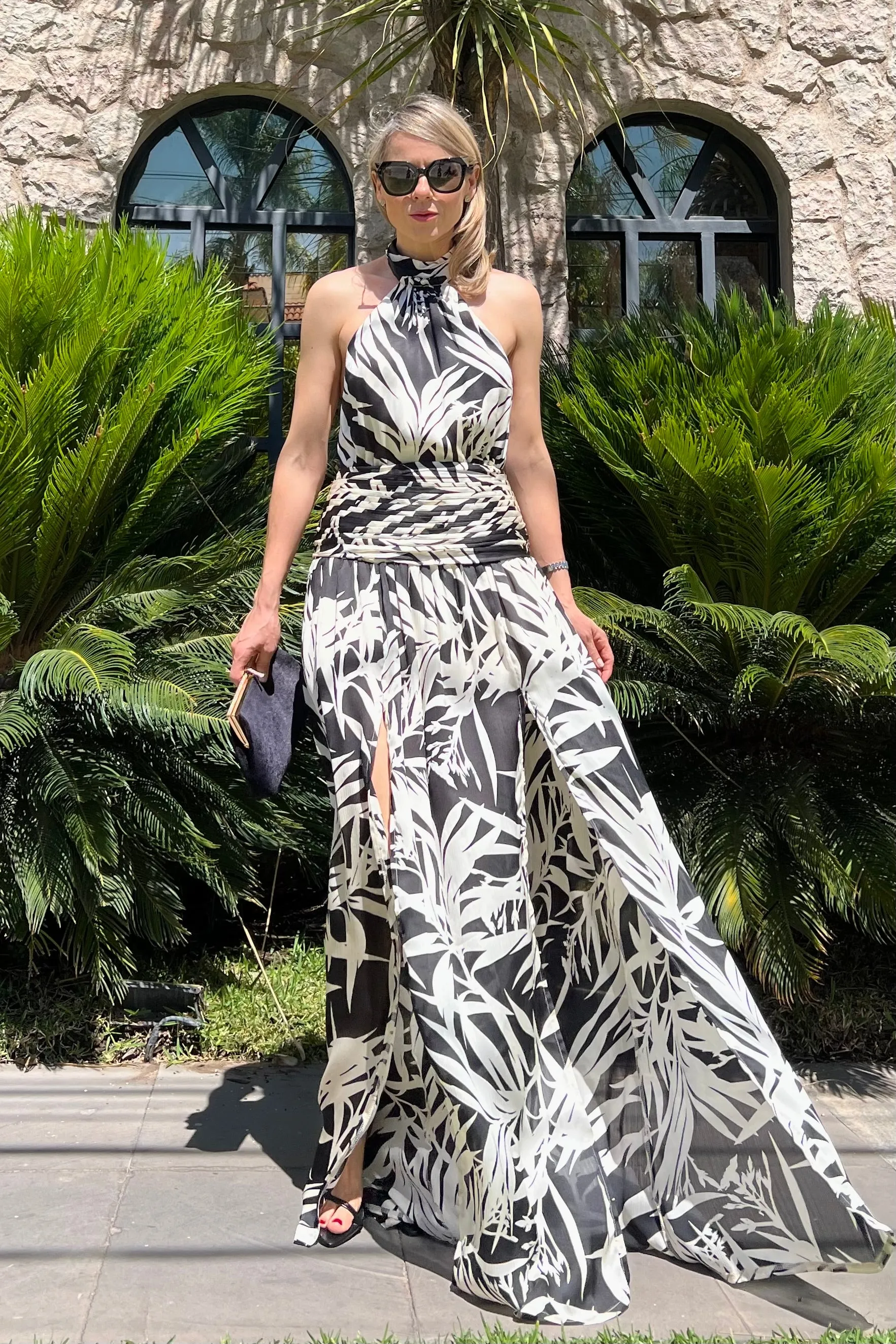 VESTIDO HALTER HOJAS