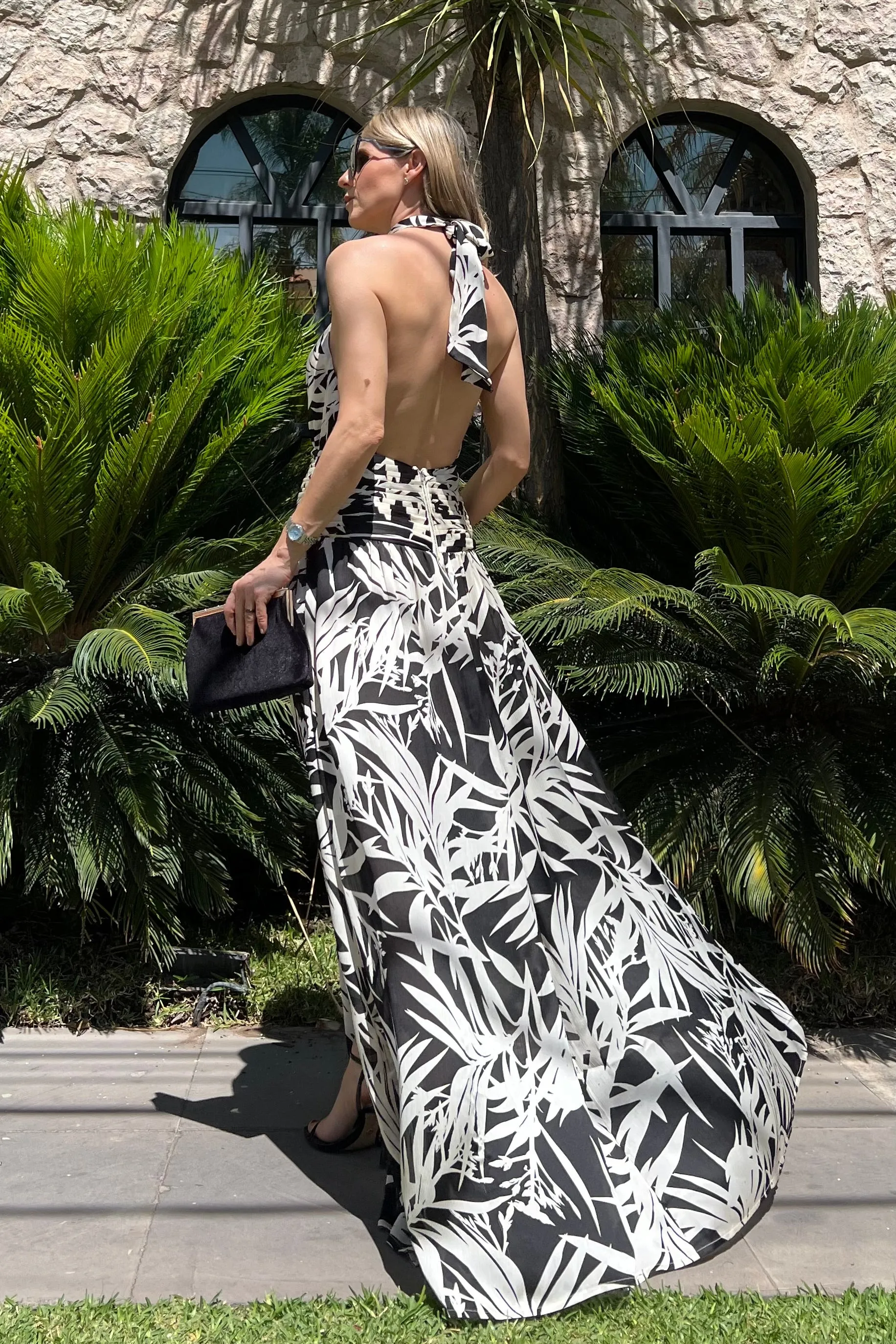 VESTIDO HALTER HOJAS