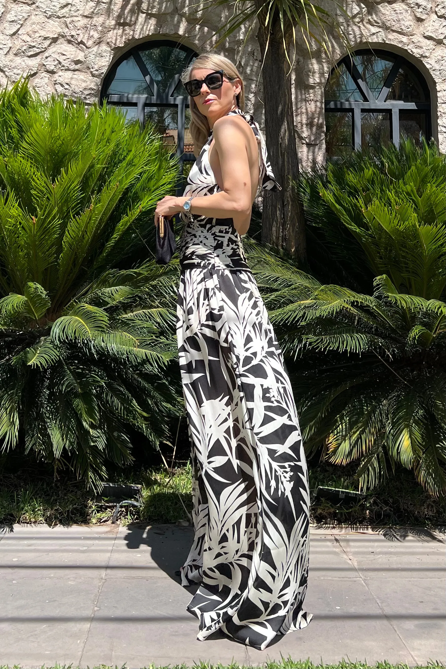 VESTIDO HALTER HOJAS