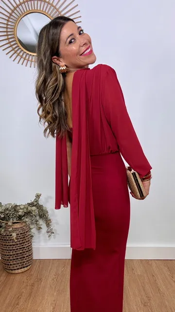Vestido Imperio Burdeos