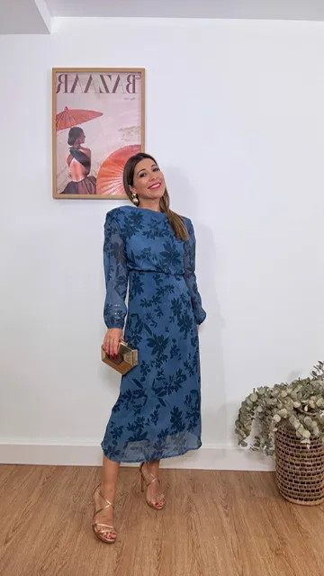 Vestido Invitada Flora Azul