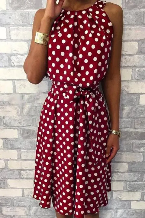 Vestido midi con estampado de lunares Moulisha, burdeos