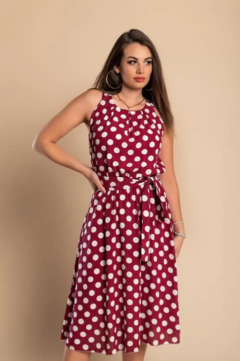Vestido midi con estampado de lunares Moulisha, burdeos